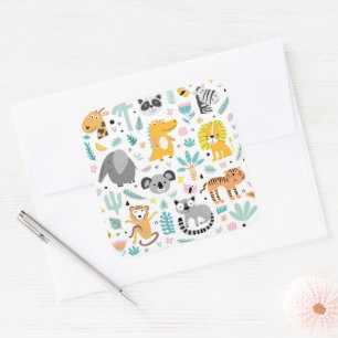 Schattige regenwoud Dieren Vierkante Sticker