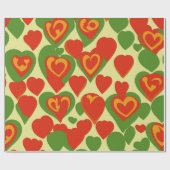 Schattige Reggae Mini Hearts Rood Goud Groen Patro Cadeaupapier (Vlak)