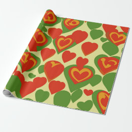 Schattige Reggae Mini Hearts Rood Goud Groen Patro Cadeaupapier