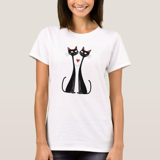 Schattige Rekkende Katten Grappig Geschenk T-Shirt (Voorkant)