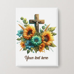 Schattige Religieus Kruis tekst toevoegen Button