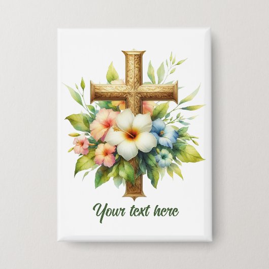 Schattige Religieus Kruis tekst toevoegen Button (Voorkant)