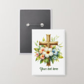 Schattige Religieus Kruis tekst toevoegen Button (Voorkant / Achterkant)