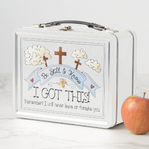 Schattige Religieuze White Metal Lunch Box