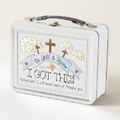 Schattige Religieuze White Metal Lunch Box (Voorkant)