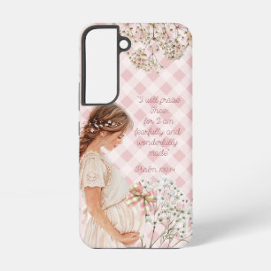 Schattige Religieuze Zwangere Moeder Geruite Bloem Samsung Galaxy Hoesje