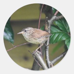Schattige ren op een stok in de rand  ronde sticker