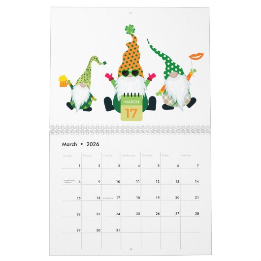 Schattige rendementscalendar voor Gnomen Calendar Kalender (Mar 2026)