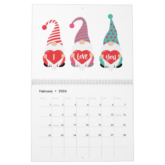 Schattige rendementscalendar voor Gnomen Calendar Kalender (Feb 2026)