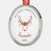 Schattige rendier Baby 1e kerstversiering Metalen Ornament (Links)