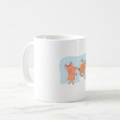 Schattige rendier bouwt een sneeuwpop koffiemok (Voorkant links)