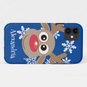 Schattige rendier Cartoon Christmas Fun Blue Case-Mate iPhone Case (Achterkant (horizontaal))