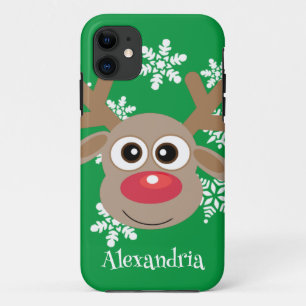 Schattige rendier Cartoon Kerstplezier Groen Case-Mate iPhone Case