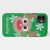 Schattige rendier Cartoon Kerstplezier Groen Case-Mate iPhone Case (Achterkant (horizontaal))