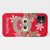 Schattige rendier Cartoon Kerstplezier Rood Wit Case-Mate iPhone Case (Achterkant (horizontaal))
