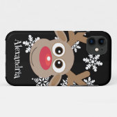 Schattige rendier Cartoon Kerstplezier Zwart Wit Case-Mate iPhone Case (Achterkant (horizontaal))