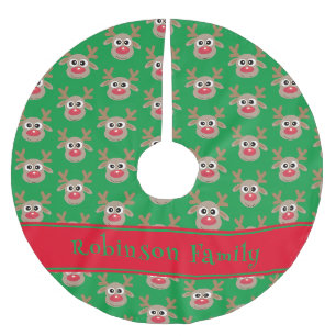Schattige rendier Cartoon patroon rood groen Kerstboom Rok