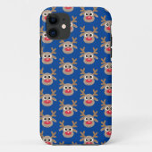 Schattige rendier Cartoon Pattern Christmas Blue Case-Mate iPhone Case (Achterkant)