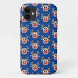 Schattige rendier Cartoon Pattern Christmas Blue Case-Mate iPhone Case