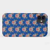 Schattige rendier Cartoon Pattern Christmas Blue Case-Mate iPhone Case (Achterkant (horizontaal))