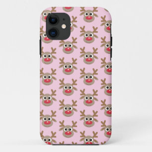 Schattige rendier Cartoon Pattern Christmas Pink Case-Mate iPhone Case