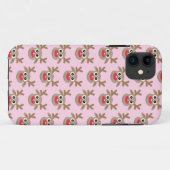 Schattige rendier Cartoon Pattern Christmas Pink Case-Mate iPhone Case (Achterkant (horizontaal))