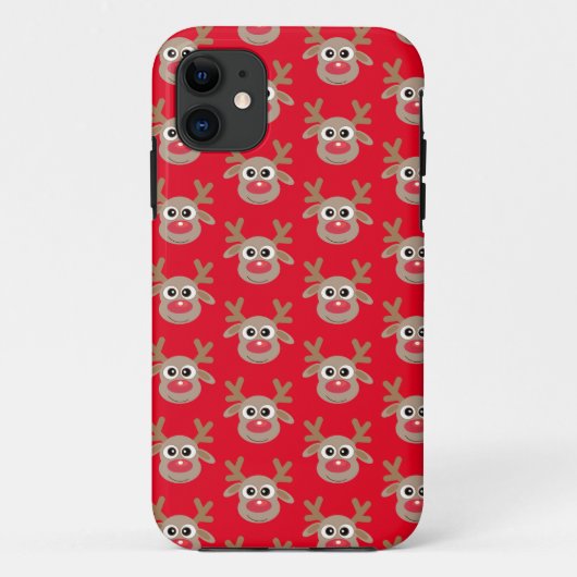 Schattige rendier Cartoon Pattern Christmas Red Case-Mate iPhone Case (Achterkant)