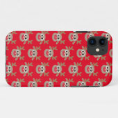 Schattige rendier Cartoon Pattern Christmas Red Case-Mate iPhone Case (Achterkant (horizontaal))