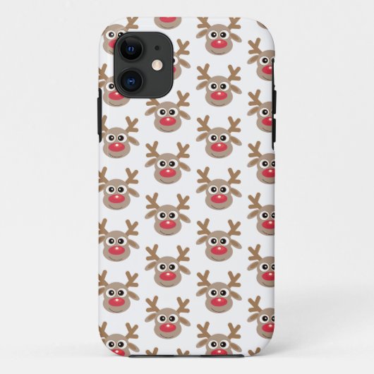 Schattige rendier Cartoon Pattern Christmas White Case-Mate iPhone Case (Achterkant)