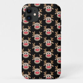 Schattige rendier Cartoon Pattern Christmas Zwart Case-Mate iPhone Case