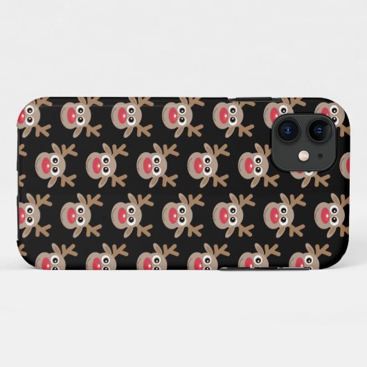 Schattige rendier Cartoon Pattern Christmas Zwart Case-Mate iPhone Case (Achterkant (horizontaal))