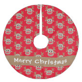 Schattige rendier Cartoon Pattern Rood Naam Kerstboom Rok (Voorkant)