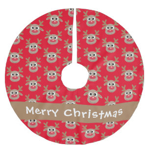Schattige rendier Cartoon Pattern Rood Naam Kerstboom Rok