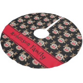 Schattige rendier Cartoon Pattern Rood Zwart Kerstboom Rok (Gekanteld)