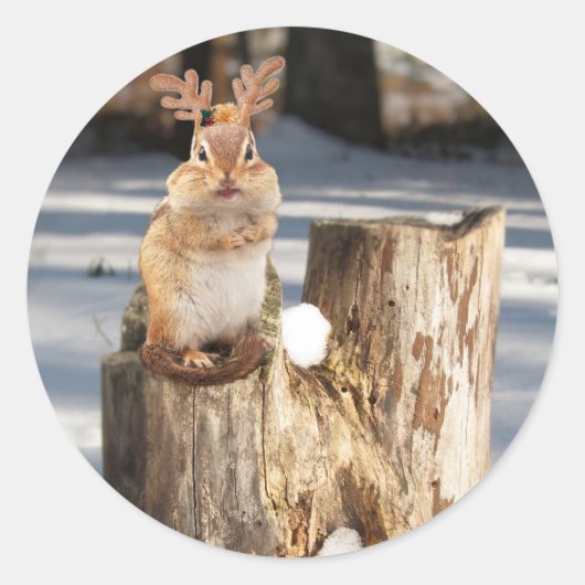 Schattige "rendier" Chipmunk Ronde Sticker (Voorkant)