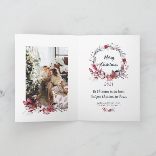 Schattige rendier familie een foto Vrolijk kerstfe Feestdagen Kaart (Binnen)