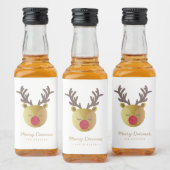 Schattige rendier | Fun Christmas Wit & Goud Likeurfles Etiket (Flessen)