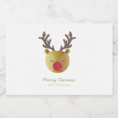 Schattige rendier | Fun Christmas Wit & Goud Likeurfles Etiket (Enkel label)