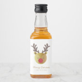 Schattige rendier | Fun Christmas Wit & Goud Likeurfles Etiket (Voorkant)