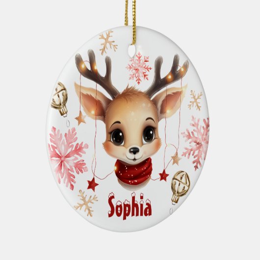 Schattige rendier gepersonaliseerd Ornament (Rechts)