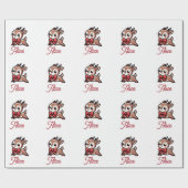 Schattige rendier gepersonaliseerde kerst cadeaupapier (Vlak)