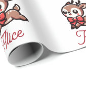 Schattige rendier gepersonaliseerde kerst cadeaupapier (Rol Hoek)