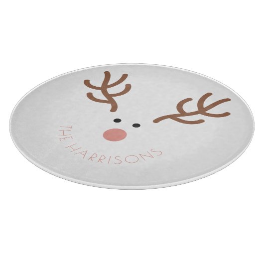 Schattige rendier gezicht kerst aangepaste snijpla snijplank (Hoek)