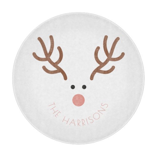 Schattige rendier gezicht kerst aangepaste snijpla snijplank (Voorkant)