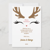 Schattige rendier gezicht moderne vrolijke kerst feestdagenkaart (Voorkant)