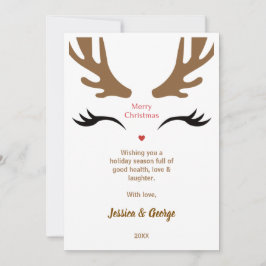 Schattige rendier gezicht moderne vrolijke kerst feestdagenkaart