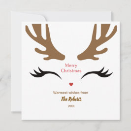 Schattige rendier gezicht moderne vrolijke kerst feestdagenkaart