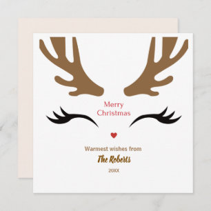 Schattige rendier gezicht moderne vrolijke kerst feestdagenkaart