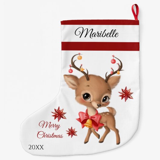 Schattige rendier grote kerstkous grote kerstsok (Achterkant)