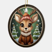 Schattige rendier, hert, gewei, doe, fawn xmas sne keramisch ornament (Links)